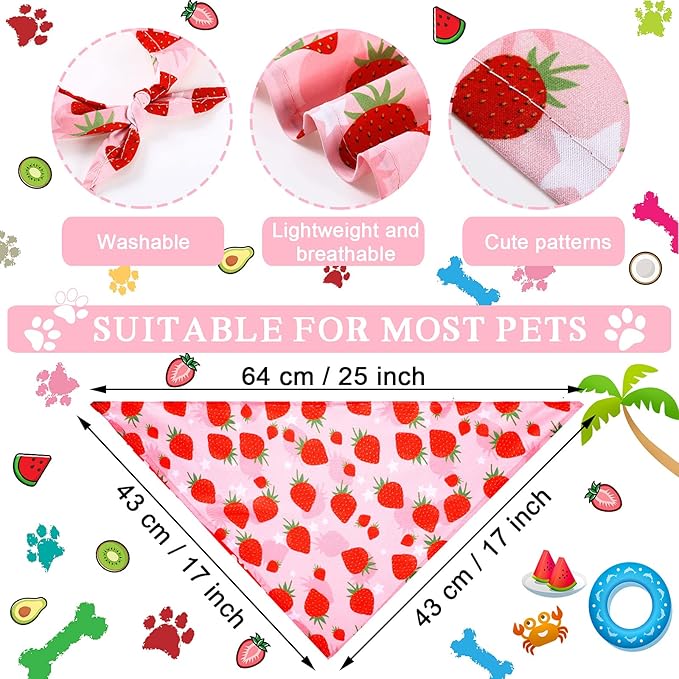 Frienda 20 Pcs Summer Spring Dog Bandanas Hawaiian Style Washable Triangle Pet - Image 2