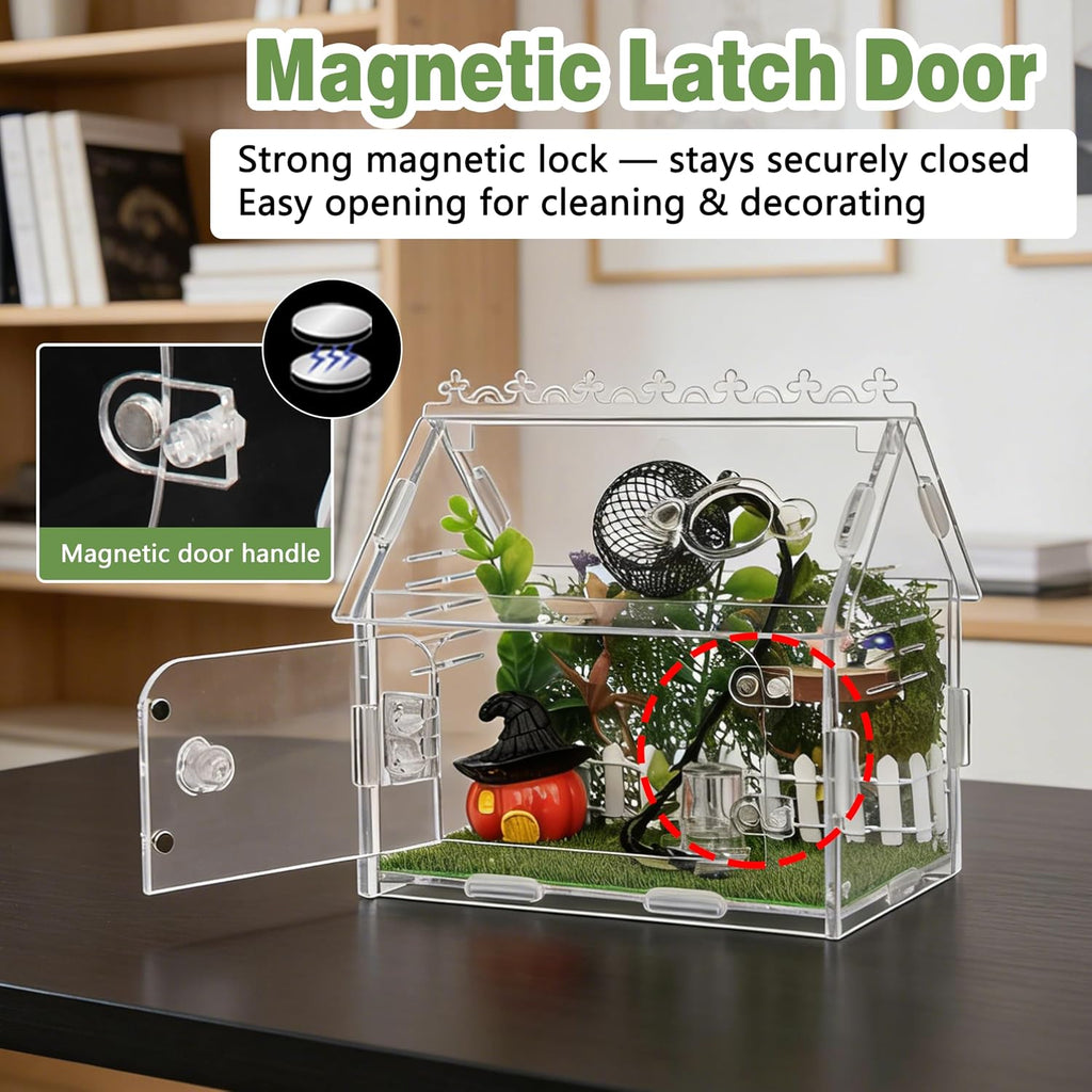 Jumping Spider Enclosure Kit, Acrylic Terrarium with Accessories