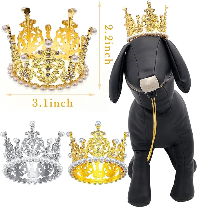 PET SHOW 2pcs Medium Dog Crown Headband Puppies Cat Hat - Image 2