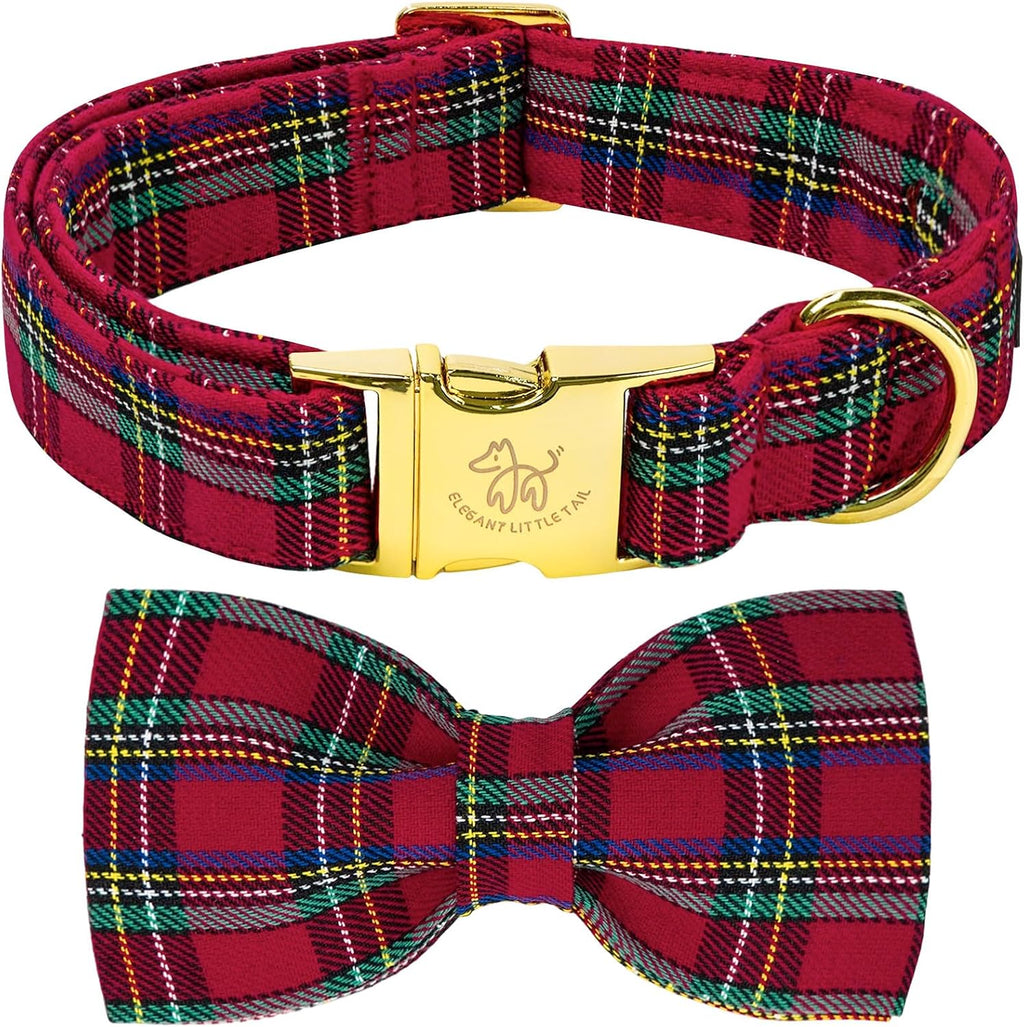 Fall Dog Collar with Bow, Black and Orange Print Fall Pet Collars Medium