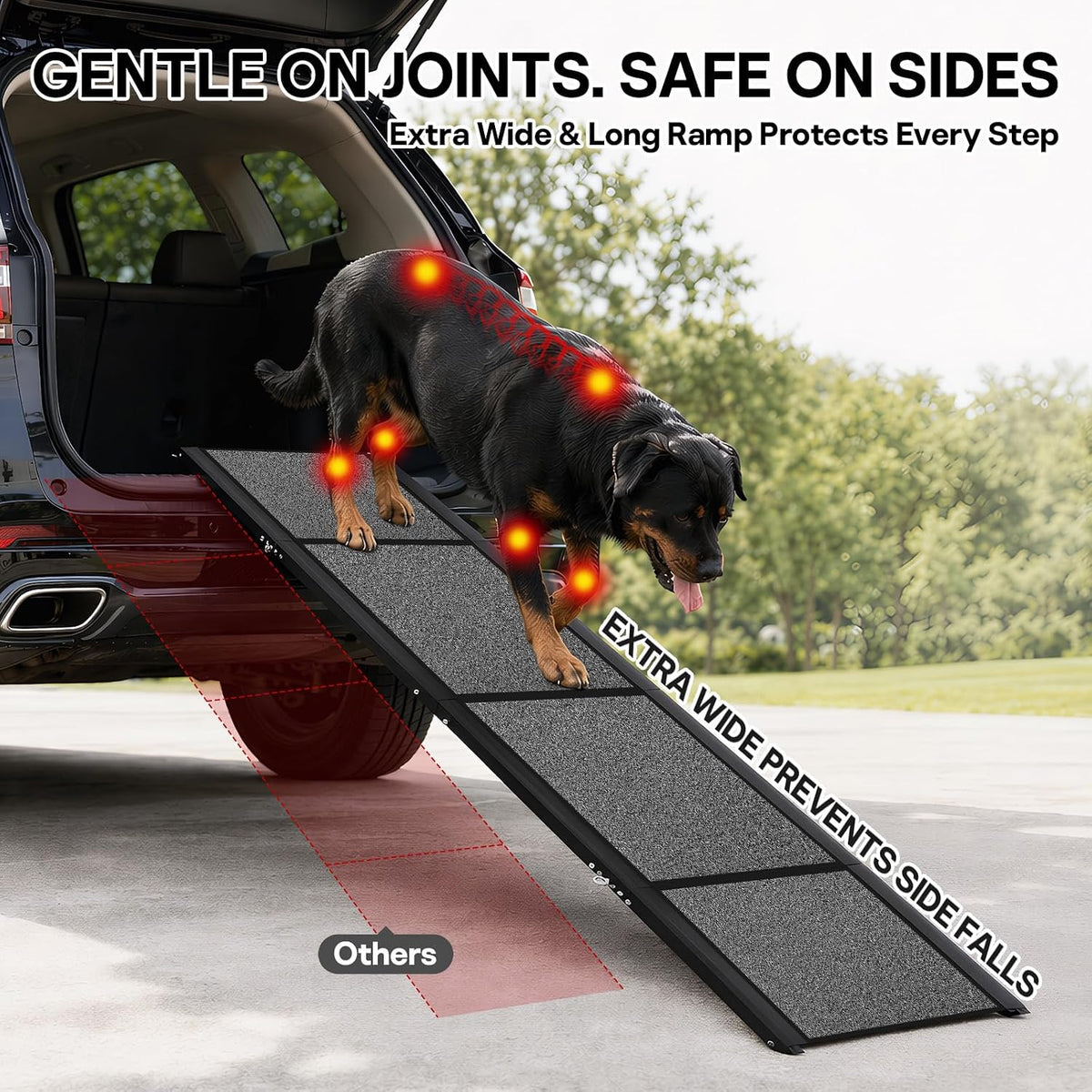 Dog Ramp for Large Pets, 71" L x 20" W, 300LBS Capacities Aluminum Pet Ramp