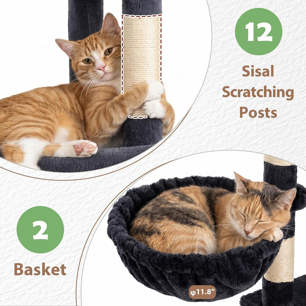 Cat Tree Tower, Sturdy Structure for Large Audlt Cats GCT807G