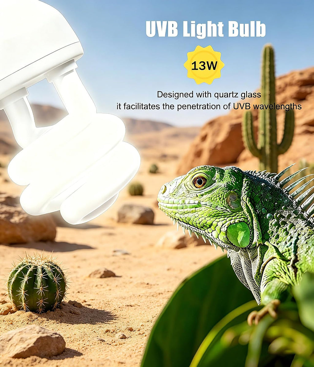 2-Pack E26 Reptile UVB Light Bulb 13W UVA UVB 10.0