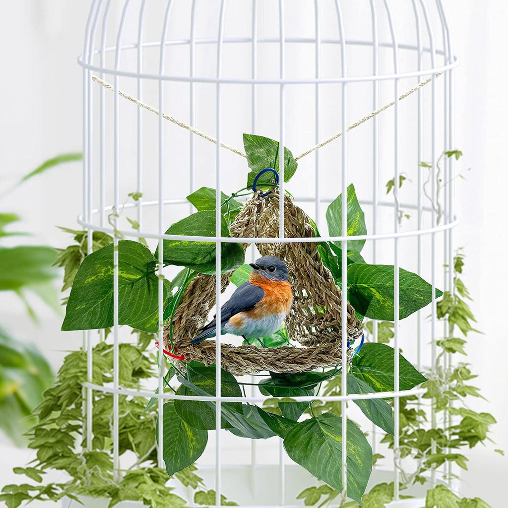 3 PCS Parrot Seagrass Mat,7.1Inch Bird Swing Hammock Woven Climbing Net