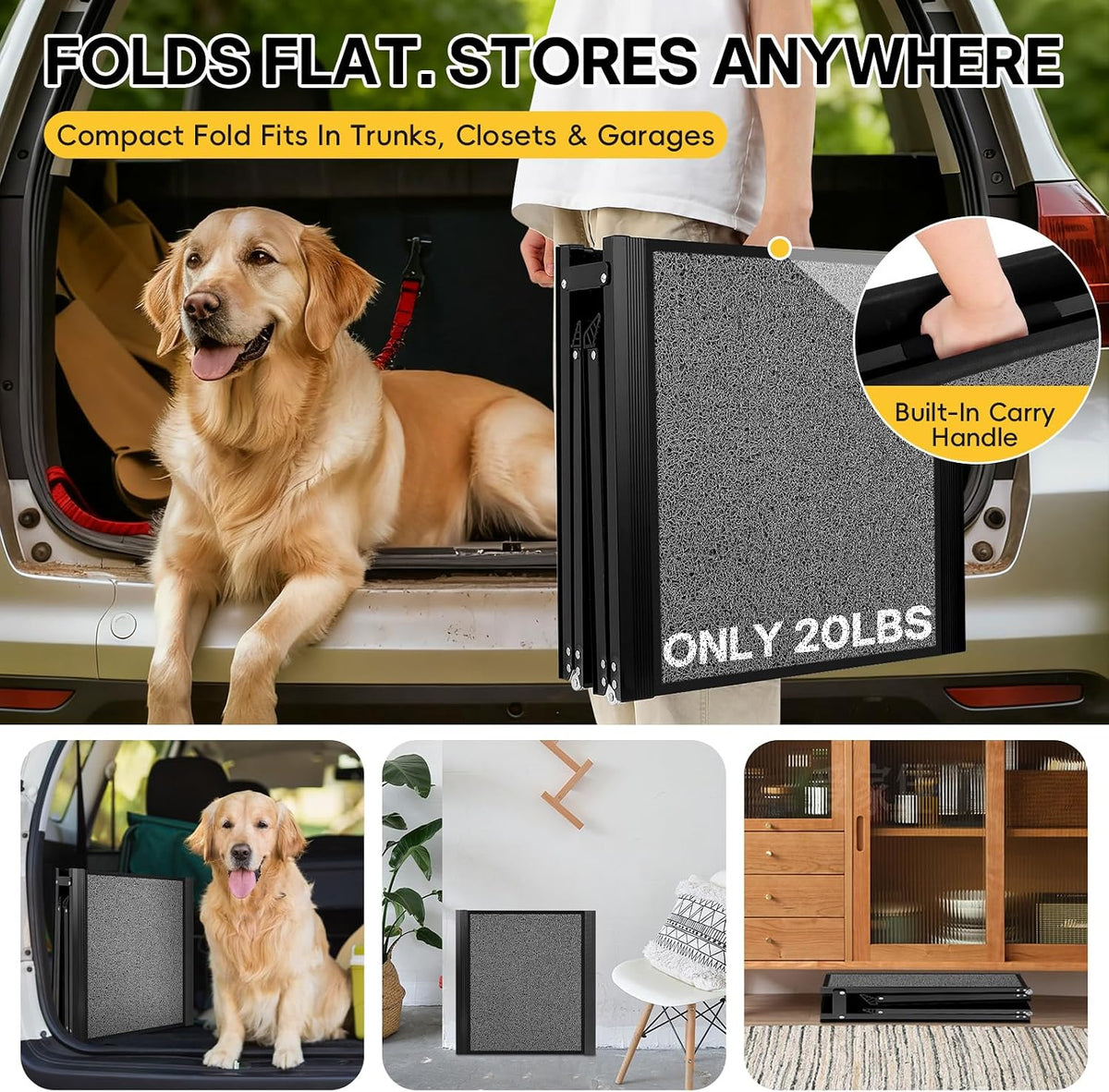 Dog Ramp for Large Pets, 71" L x 20" W, 300LBS Capacities Aluminum Pet Ramp