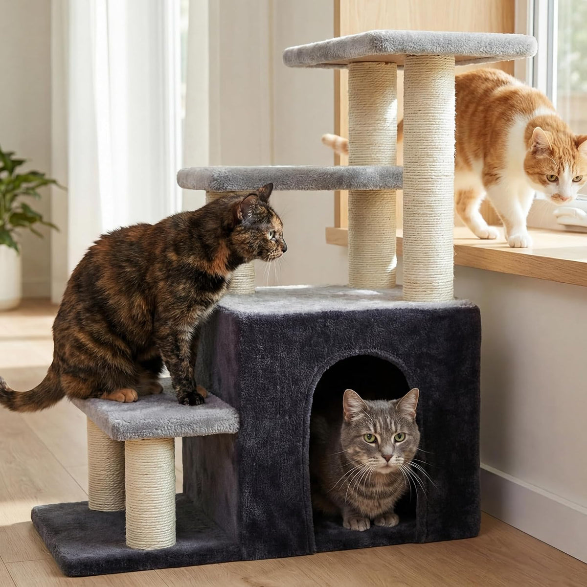 Heybly Cat Scratching Post, Pet Steps for Indoor Cats and Dogs, HSP002SGW