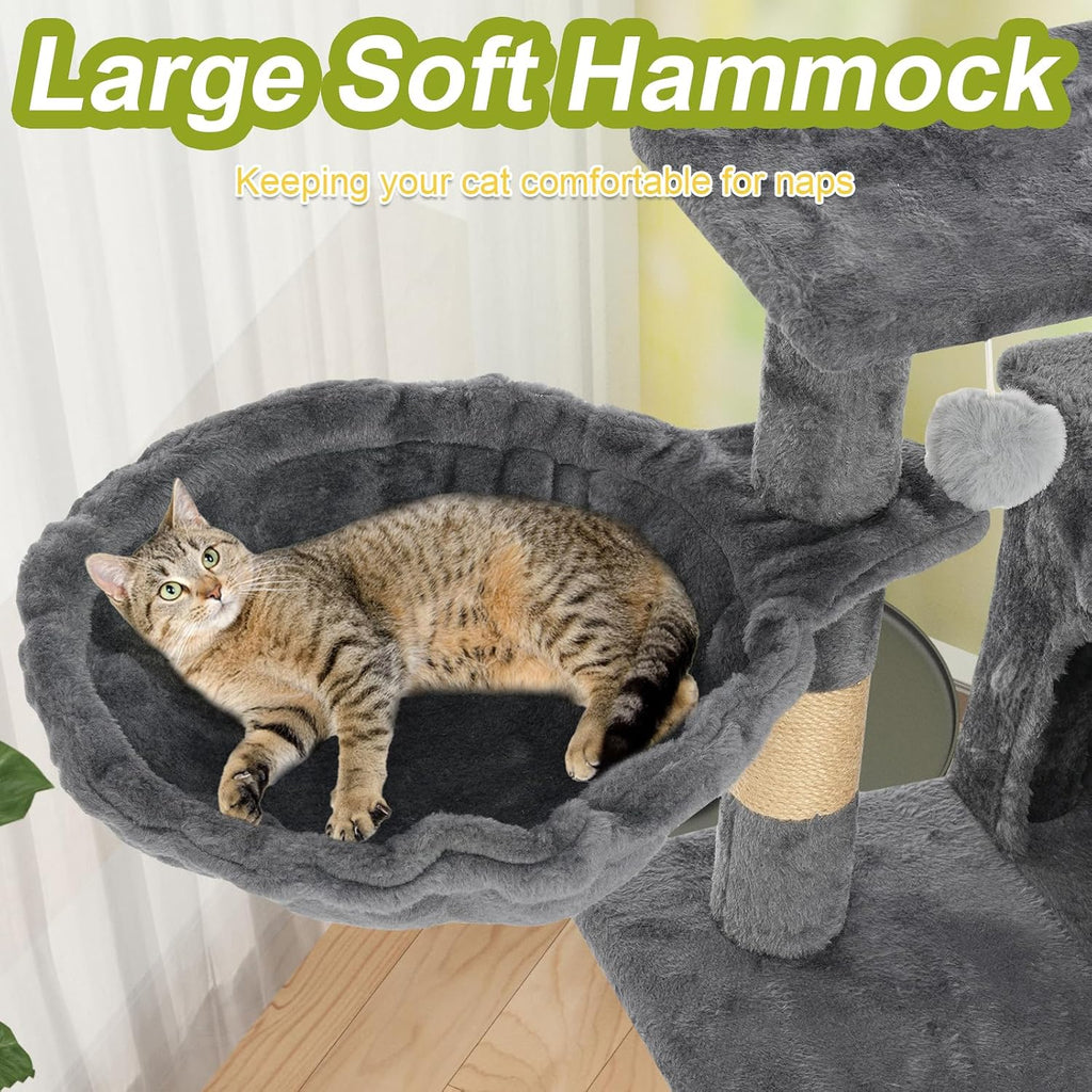 Cat Tree Tower with Hammock,40" Cat Trees for Indoor Cats Large Adult(Grey)