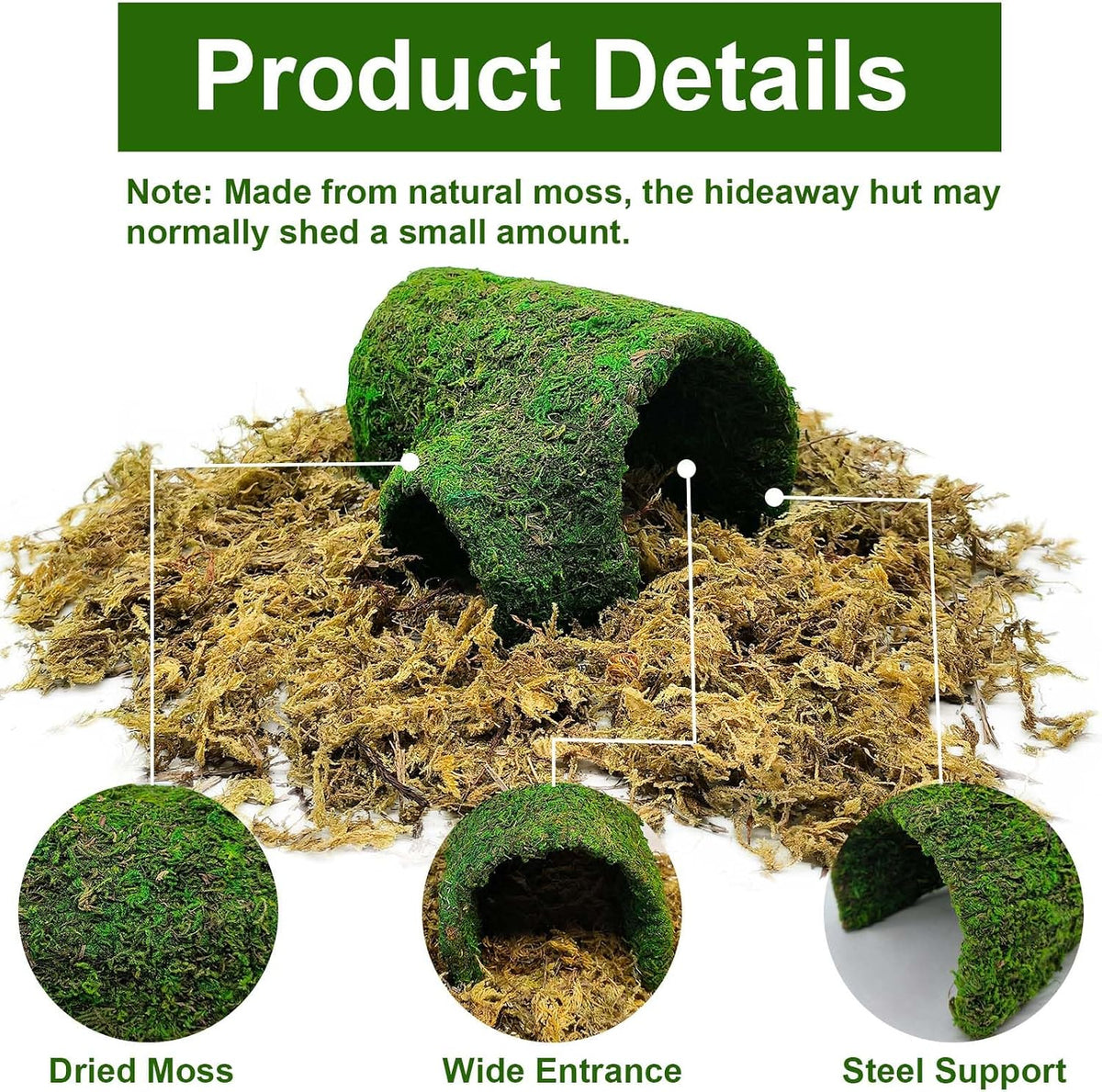 kathson Leopard Gecko Hide,Reptile Hideout Climbing Moss Caves Snake Hide