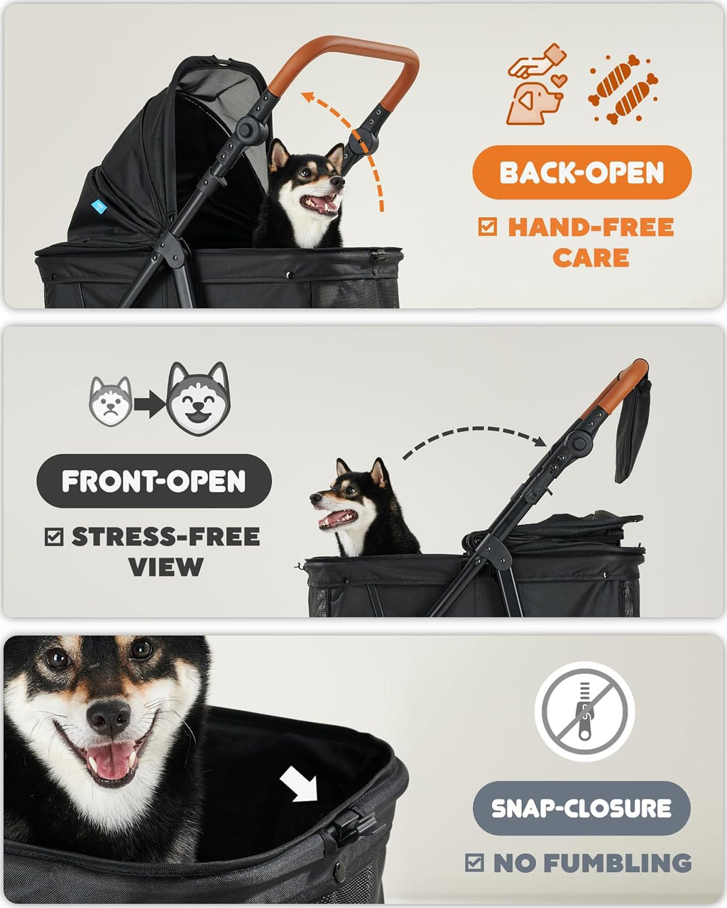 Zoosky Dog Stroller for Medium & Large Dogs, Pet Stroller for 2 Small Dogs