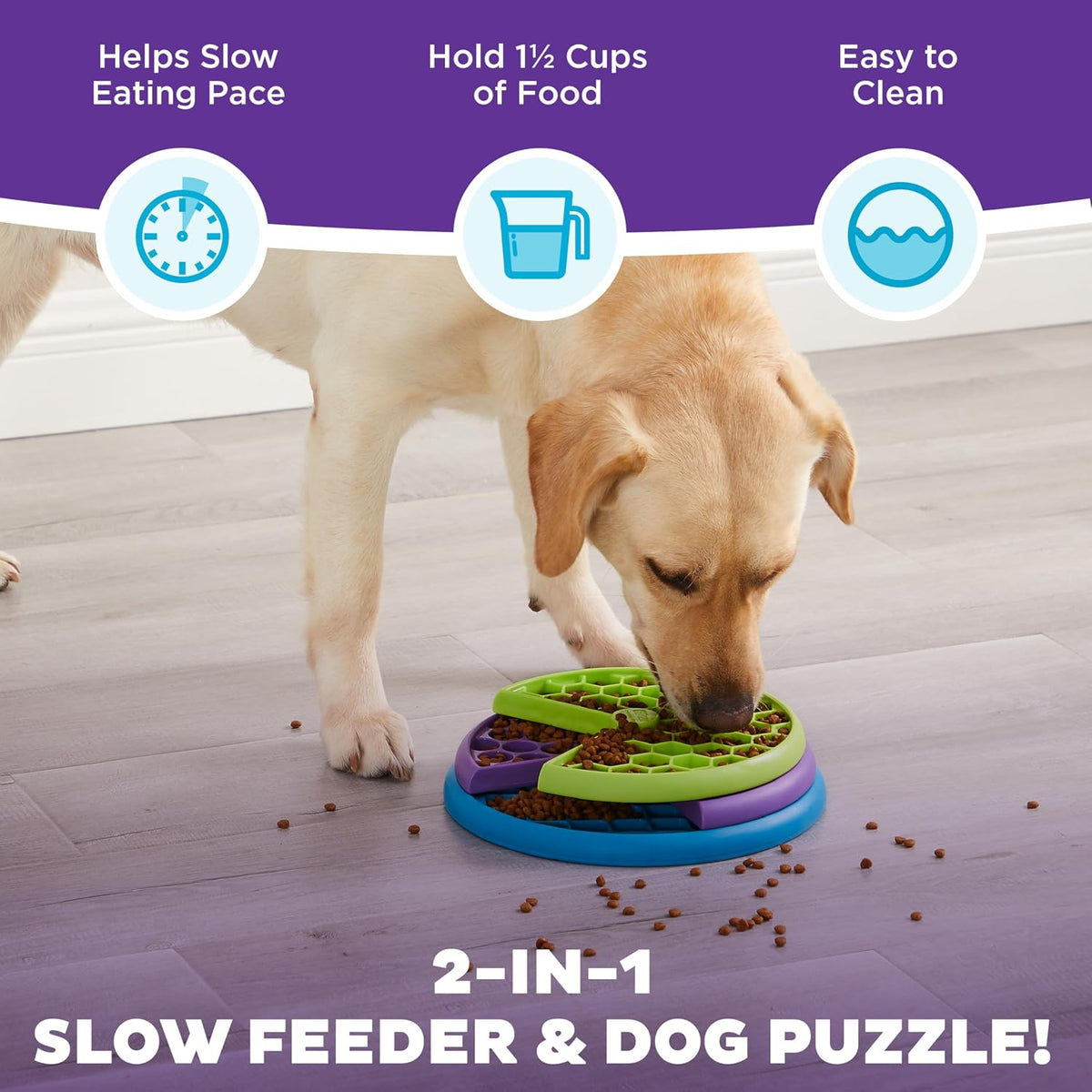 Outward Hound Nina Ottosson Lickin’ Layers 3-in-1 Dog Toy Treat Puzzle, 10", (Pack of 12)