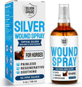 Horse Wound Care Spray with Silver – for Insect & Fly Bites, Hot Spots, Scratches & Itchy Skin – Supports Quick Healing of Cuts, Abrasions & Rain Rot Treatment for Horses – Equine Healing Aid – 4 Oz