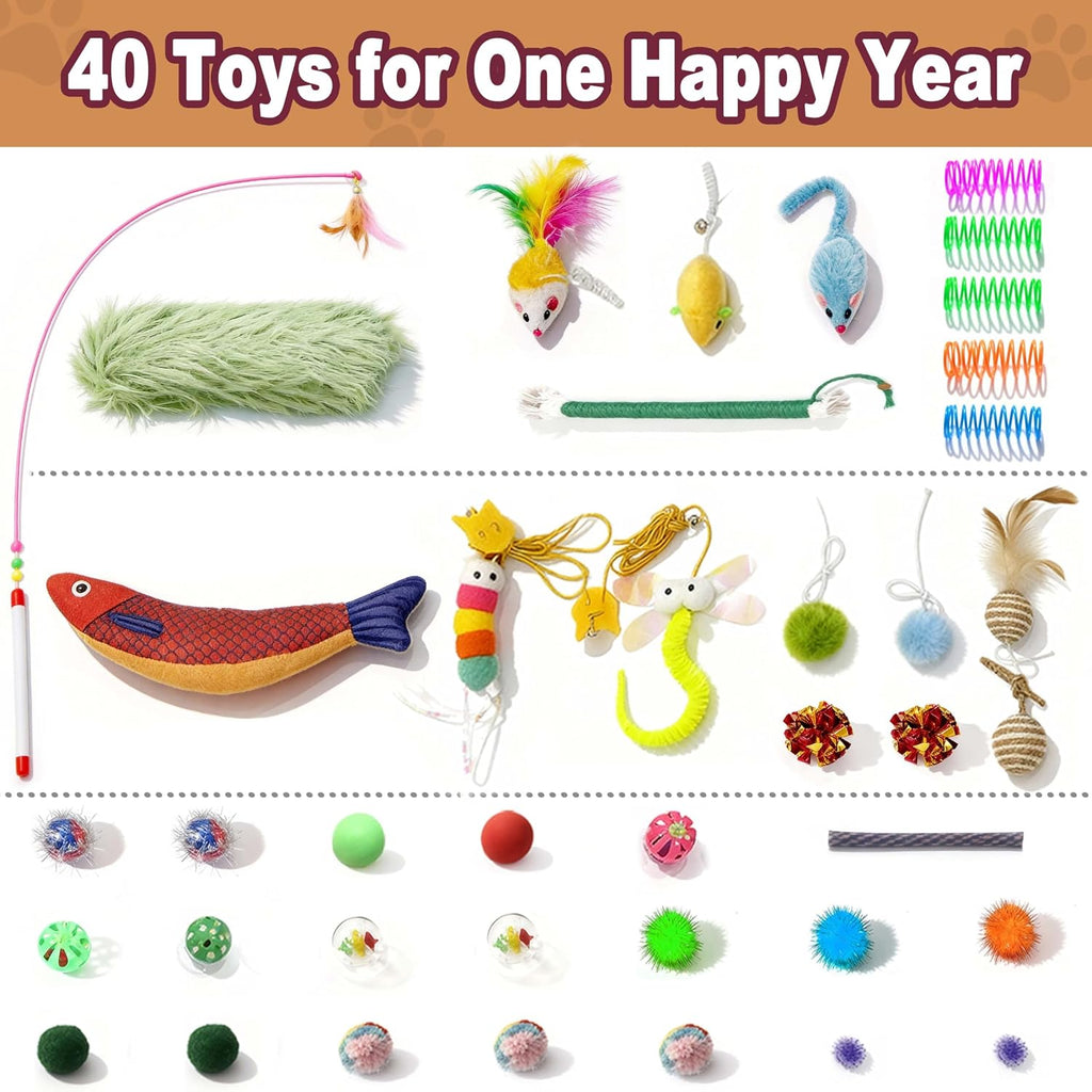 41 Pcs Interactive Cat Toys for Indoor Cats, Kitten Toys