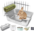 Stainless Steel Rabbit Litter Box with Hay Feeder Set for Guinea Pig