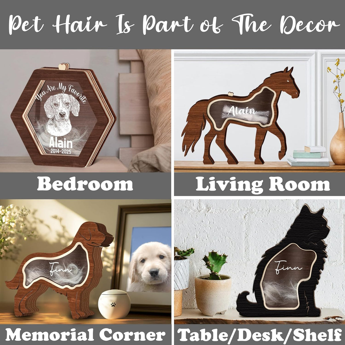 9" French Bulldog Dog Hair Keepsake Box, Wooden Pet Urns for Dogs, DIY Pet Loss Sympathy Gifts, Unique Gift Dog Shape Standable Table Decor, Idea Gift for Pet Lover Storing Fur Teeth Ashes PS16-12L