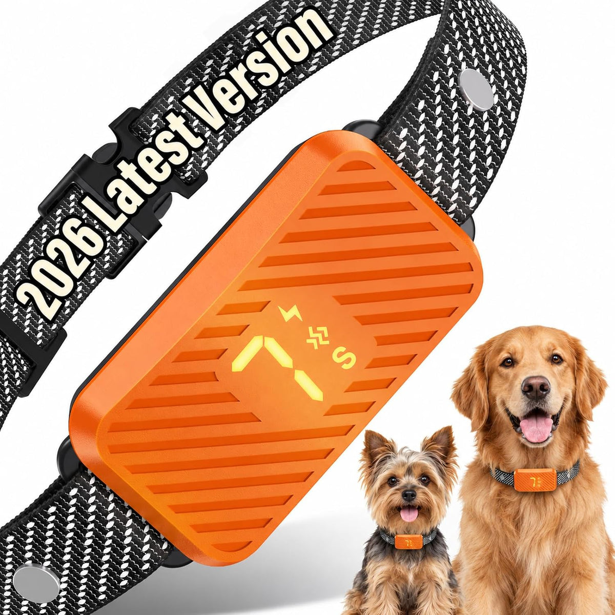 Smart Bark Collar for Large Medium Small Dogs, Rechargeable No-Bark Collar, Stop Barking Collar, 2026 Upgraded Dog Bark Collar with 3 Modes, 7 Sensitivity, Bright Orange