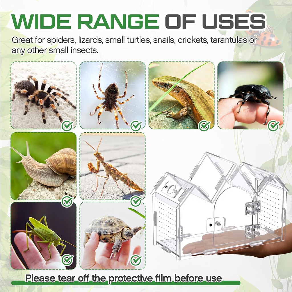 Weysat Acrylic Jumping Spider Enclosure Castle Terrarium with Magnetic Door