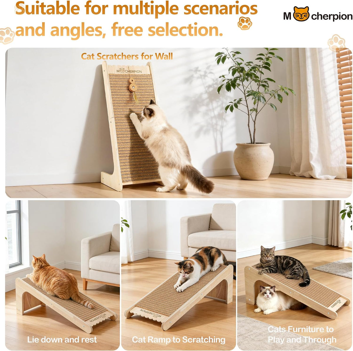 Cork Cat Scratching Cardboard-Cat Scratch Pad for Indoor-Scratcher Post Toy