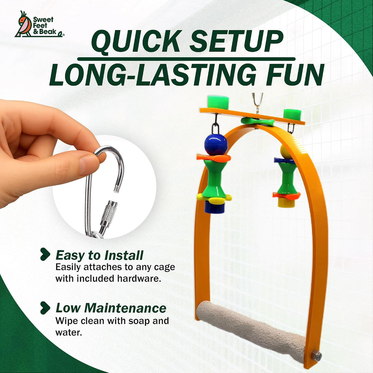 Sweet Feet and Beak Whirly Bird Swing, Medium Indoor Pedicure Perch
