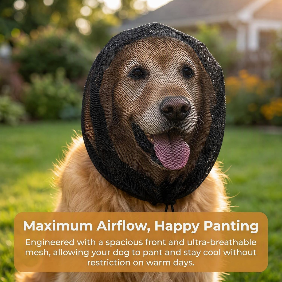 Dog Head Protector for Outdoor Adventures - Adjustable Elastic Dog Face Net & Breathable Mesh Head Cover for Hiking Camping, Soft Muzzles to Prevent Foxtails and Eating Off Ground