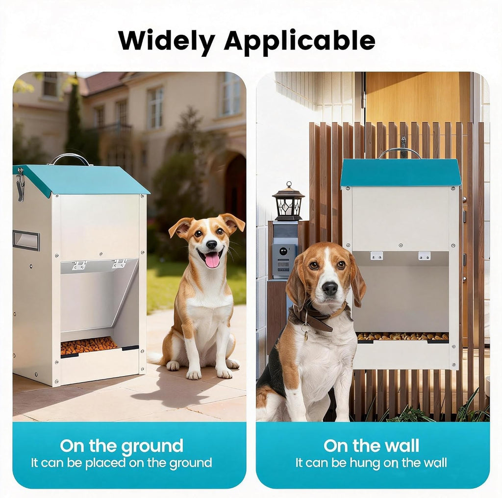 Automatic Dog Feeder Large Breed, Galvanized Dog Dry Food Dispenser
