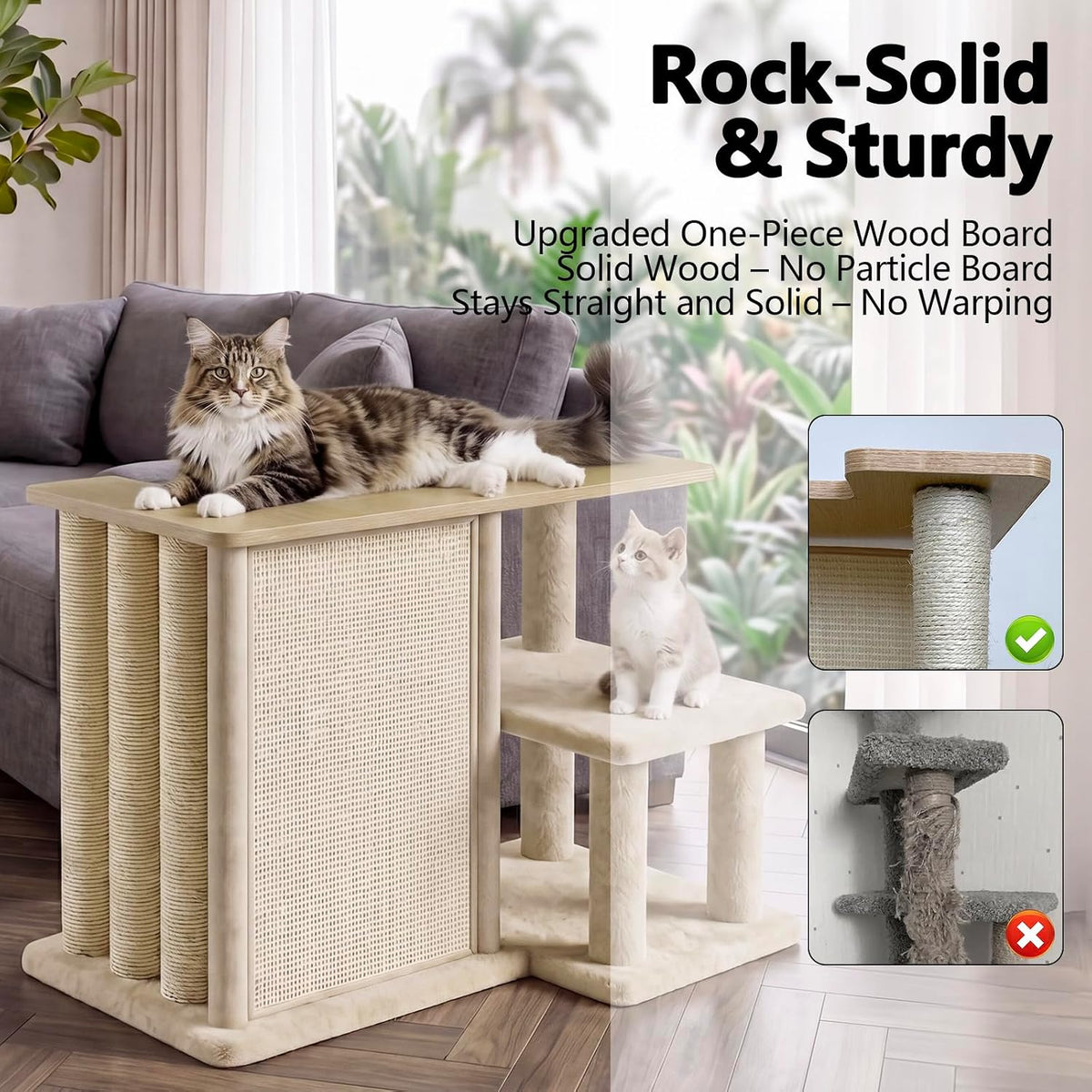 Large Cat Scratcher Side Table for Couch, Couch Protector End Table