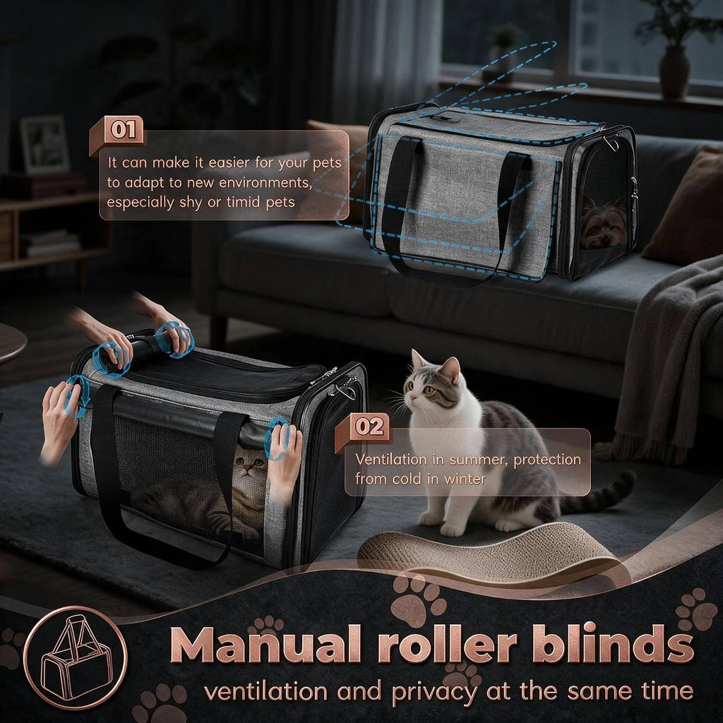 YUDODO 25lbs Cat Carrier Lightproof Soft Sided Pet Carrier for Large Cat