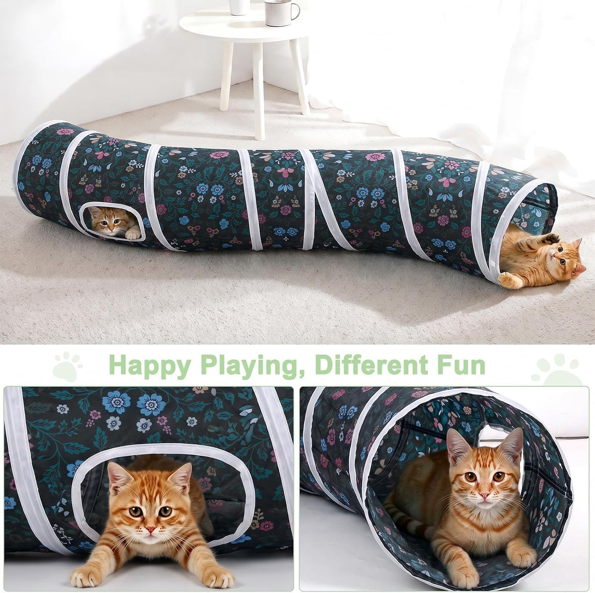 Glittme S-Shape Cat Tunnel, Foldable Cat Tunnels for Indoor Cats