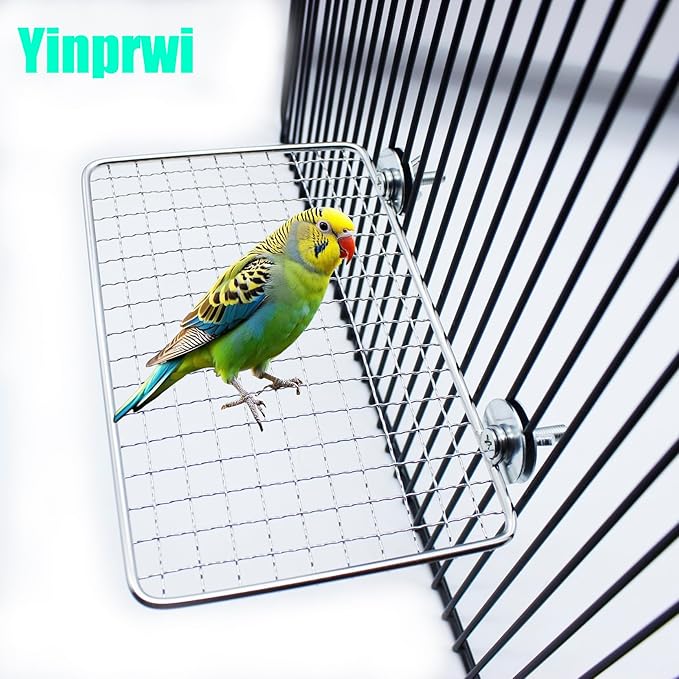 2 Pack Parrot Perch Platform, 7.9x5 in Stainless Steel Shelves - Image 4