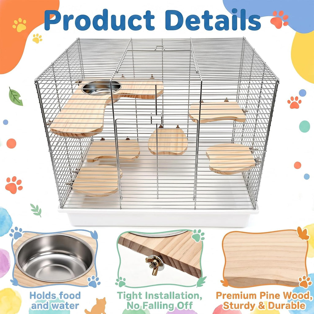 Hacaroa 7 Pcs Chinchilla Cage Accessories, Hamster Ledges with Food Bowl