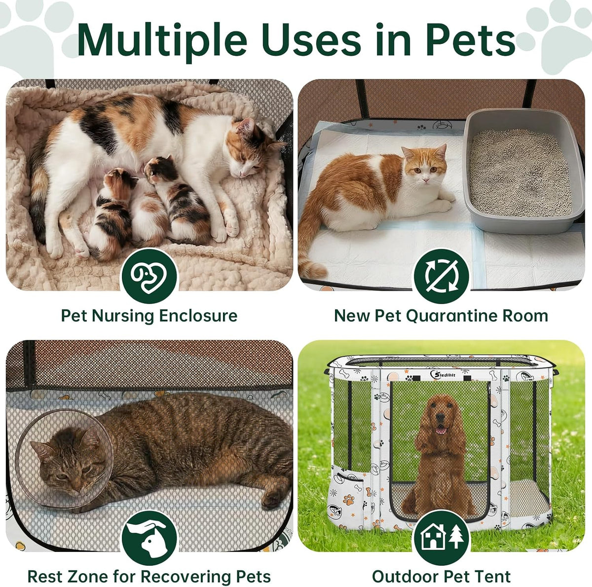Siedihit Cute 36" Dog Playpen,Cat Puppy Crate Indoor Outdoor