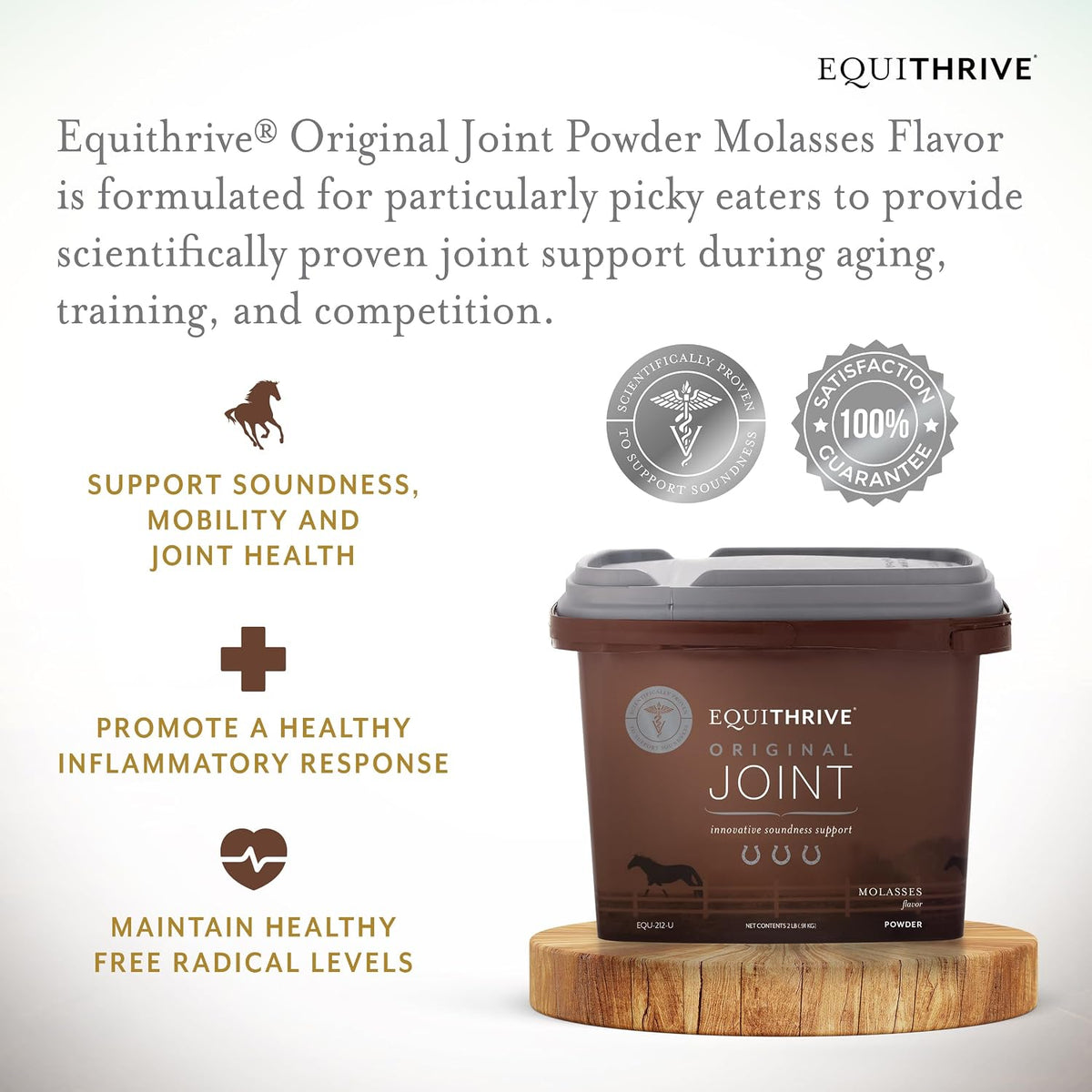 Equithrive Original Joint Powder Horse Supplement, Molasses Flavor, 2 lbs