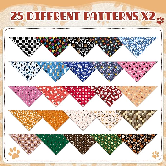 Kacctyen 50 Pcs Dog Bandanas Bulk Large Bandanas - Image 7