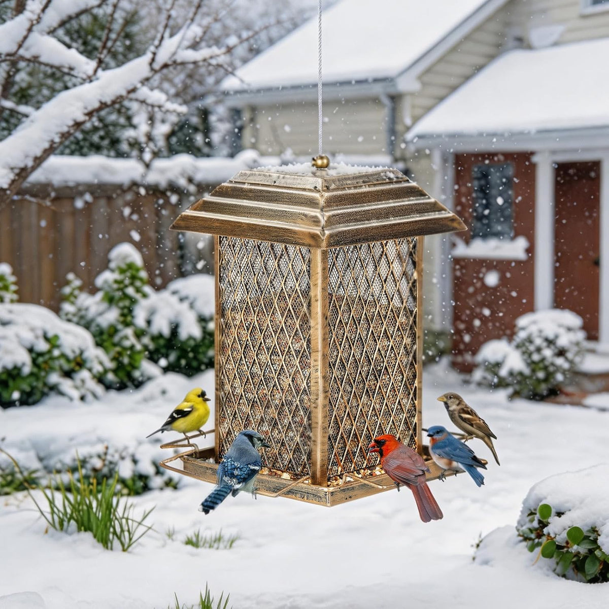 Bird Feeder, 6LB Large Capacity Metal Bird Feeders for Outdoor Hanging