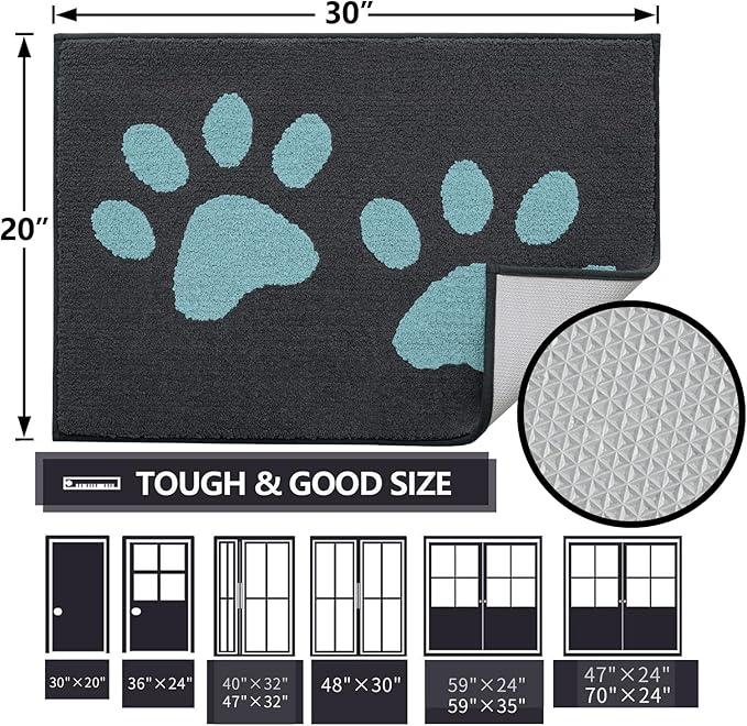 Buganda Dog Door Mat for Muddy Paws, Absorbent Dirt Trapper Washable Indoor - Image 2