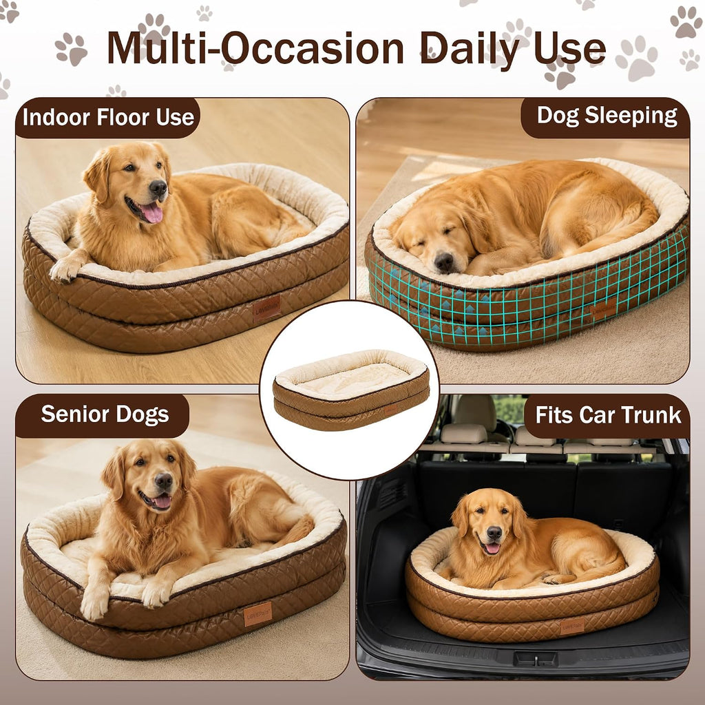 Dog Bed with Reusable Potty Pad - 44" x 32" x 7.0" Brown