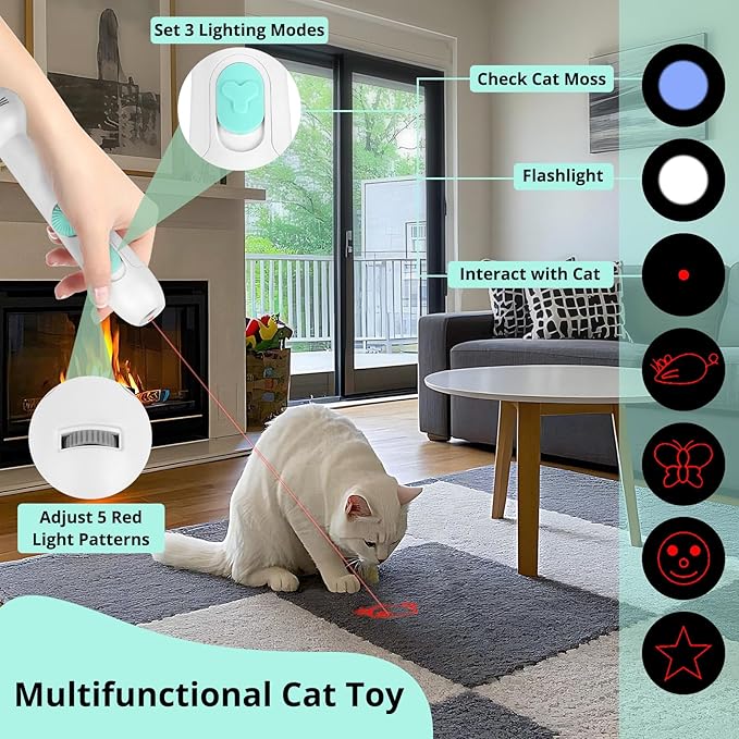TBTeek Cat Toy, 2in1 Light and Retractable Pole - Image 3