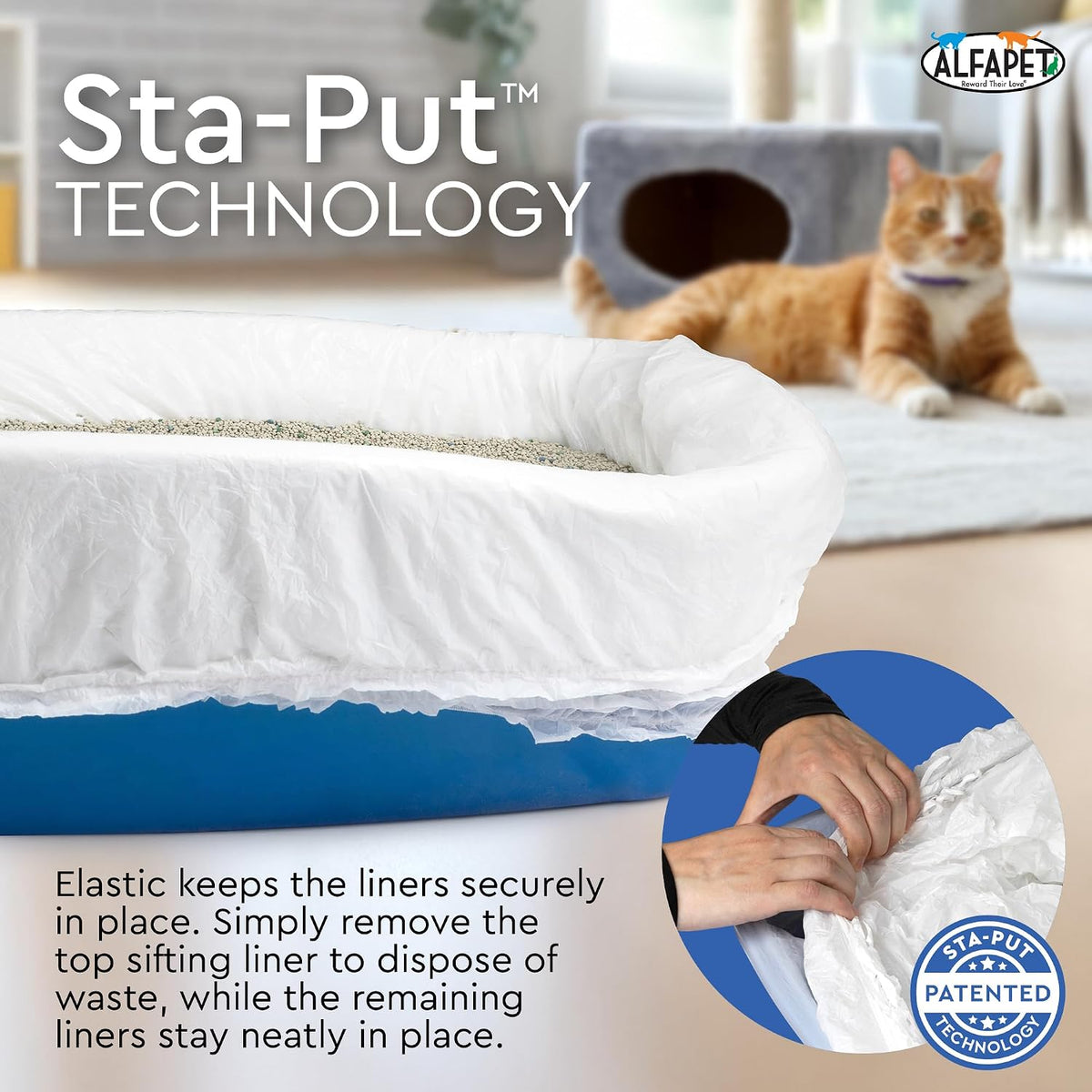Alfapet Sifting Cat Litter Box Liners - Jumbo 30 Count, Tear-Resistant Cat Litter Bags, Waterproof Kitty Litter Liners, Fits Litterbox Pan Sizes X-Large, X-Giant, 37" x 18" 30 lb Capacity