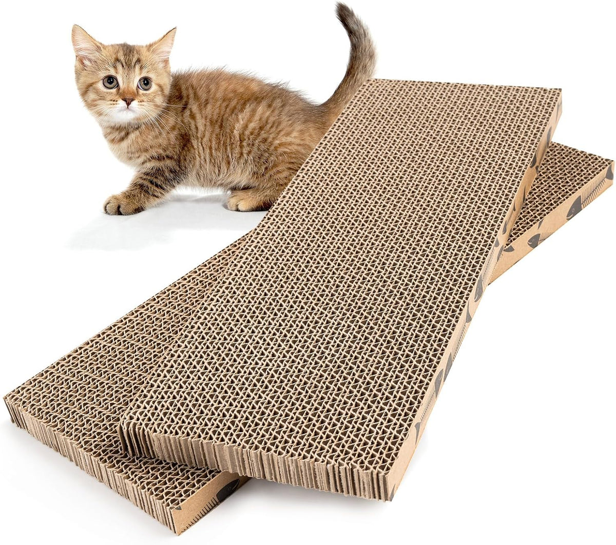 Mini Cat Scratching Board 4pcs Brown Cardboard Cat Scratcher Scratch Pad for Indoor Cats