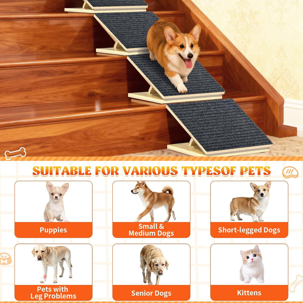 6 Pack Dog Ramps for Stairs, Adjustable Stair ramp for Dogs Pet Ramp