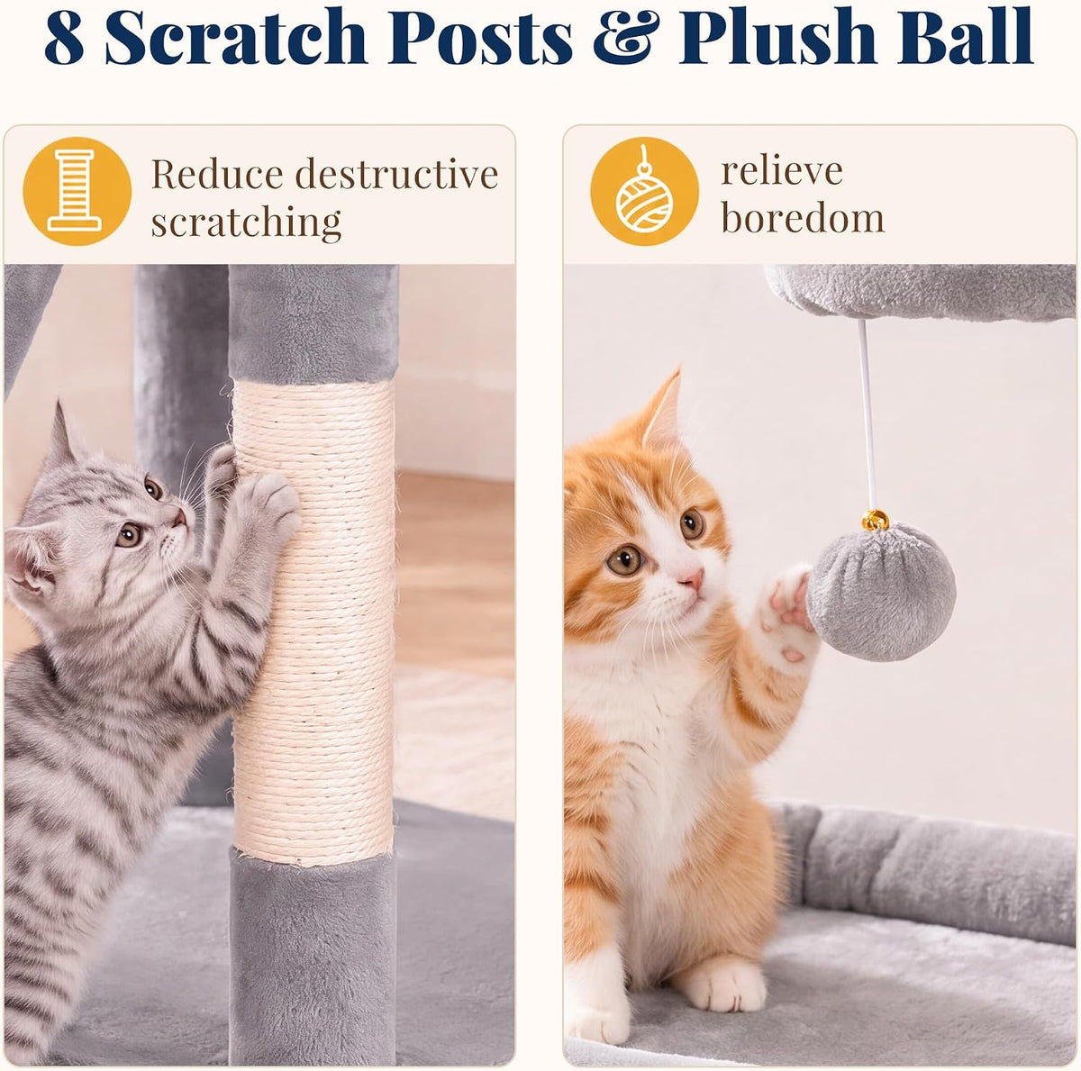 Hey-brother Cat Tree Tower, Extra Tall Multi-Level Corner Design, MPJ087W