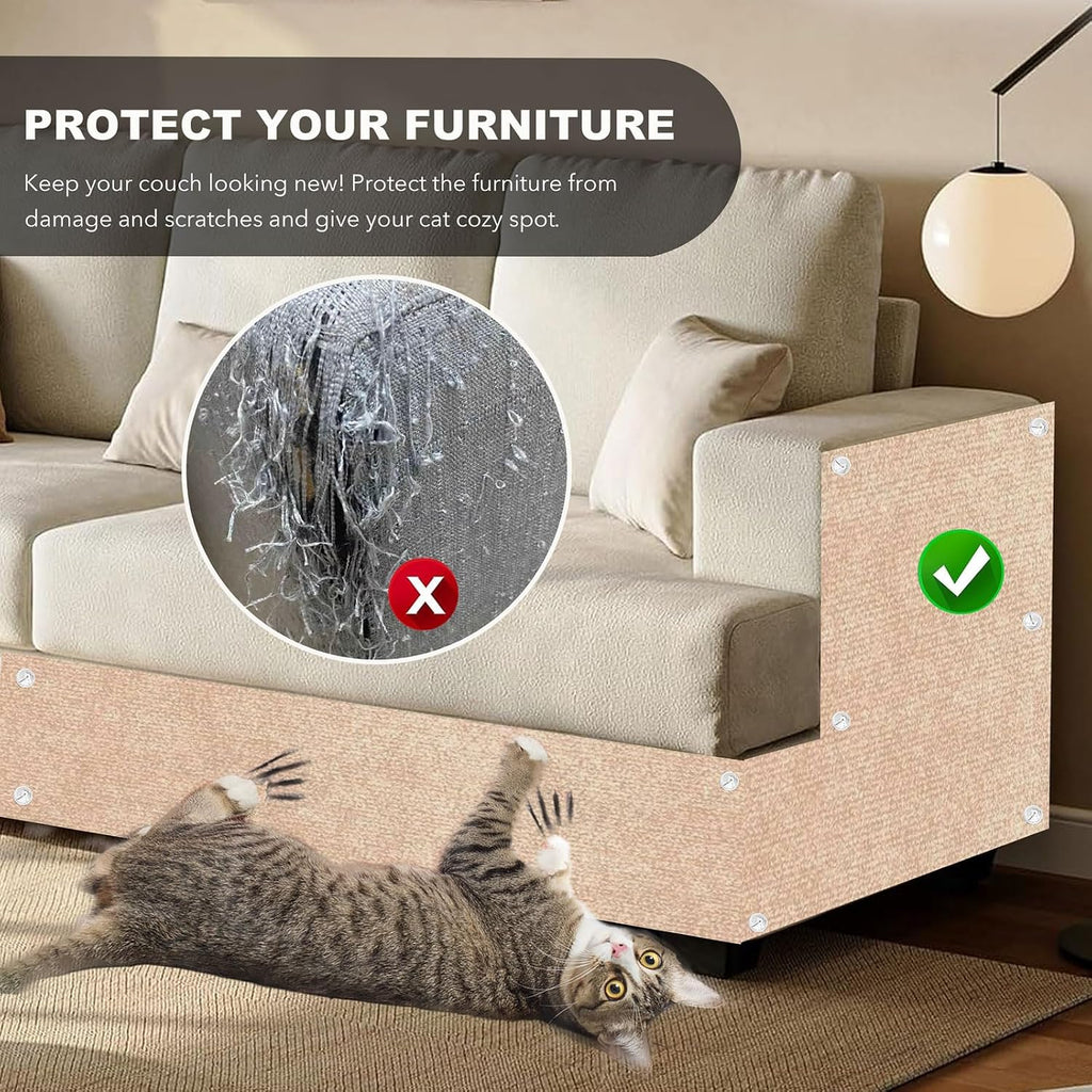 Self-Adhesive Cat Scratching Mat, Couch Protector from Cat Claws, Beige
