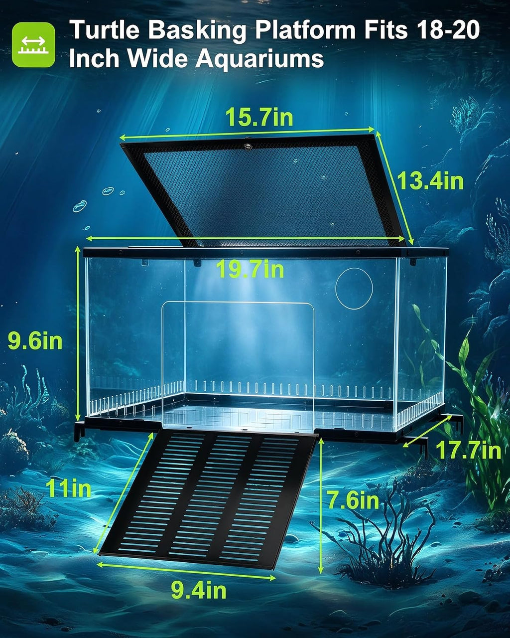 Above Tank Turtle Basking Platform with Stand, for 40-75 Gallon Aquariums