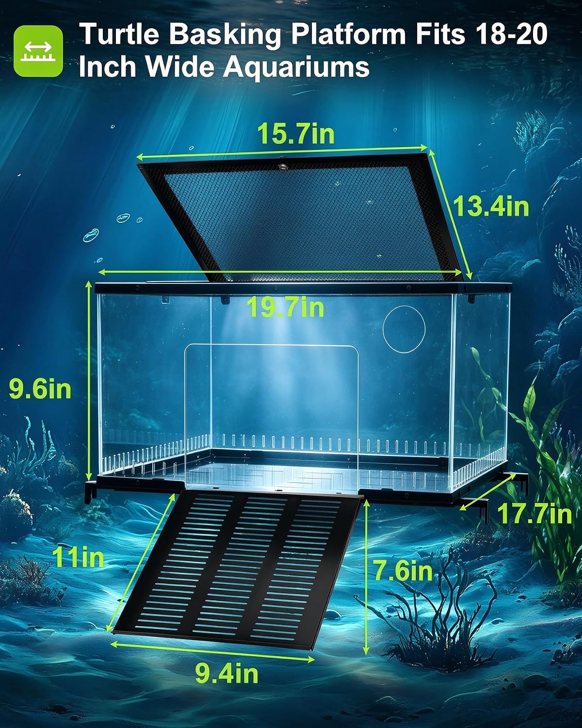 Above Tank Turtle Basking Platform with Stand, for 40-75 Gallon Aquariums