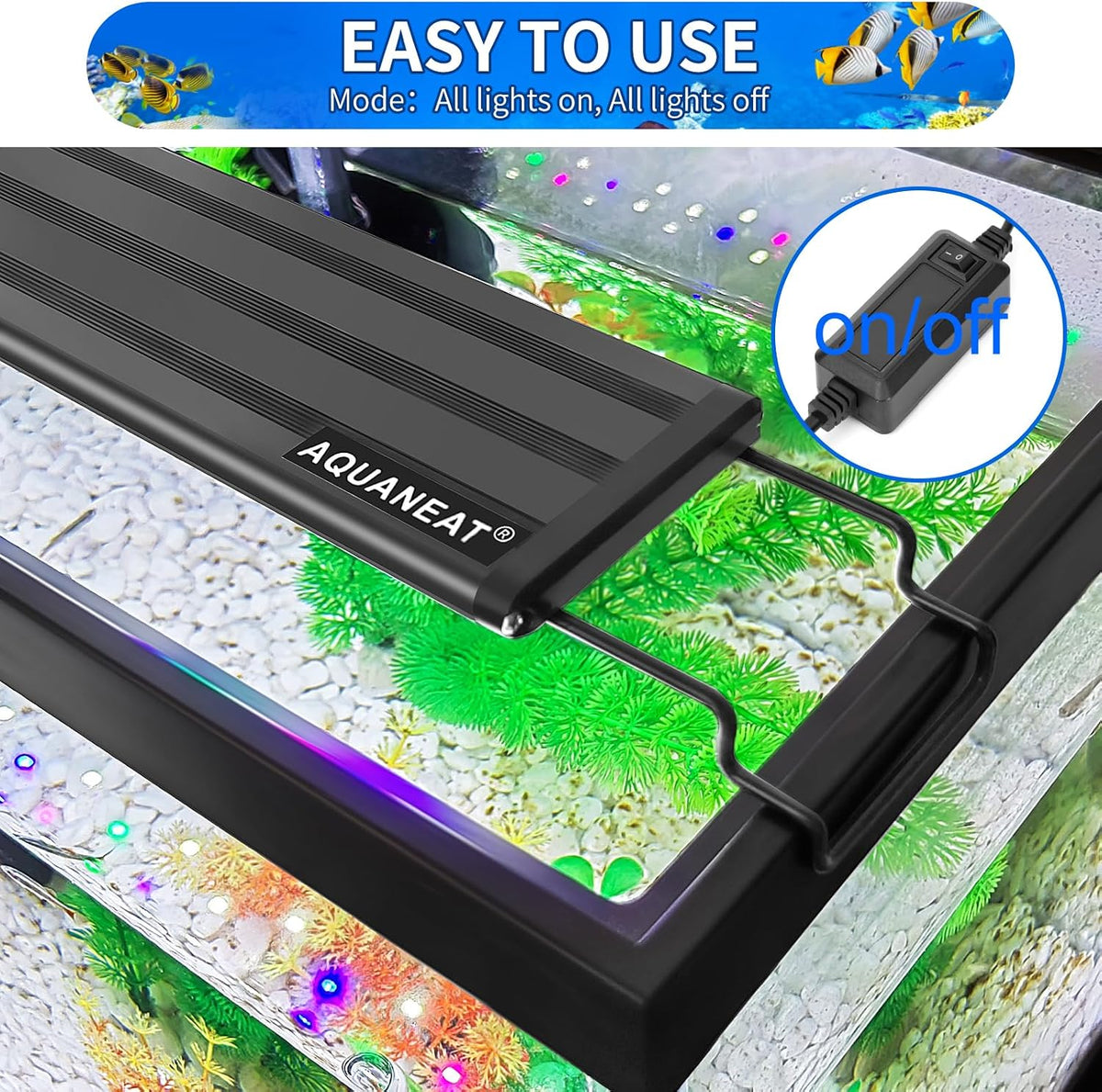 AQUANEAT LED Aquarium Light Full Spectrum for 48 Inch to 54 Inch Fish Tank Light Fresh Water