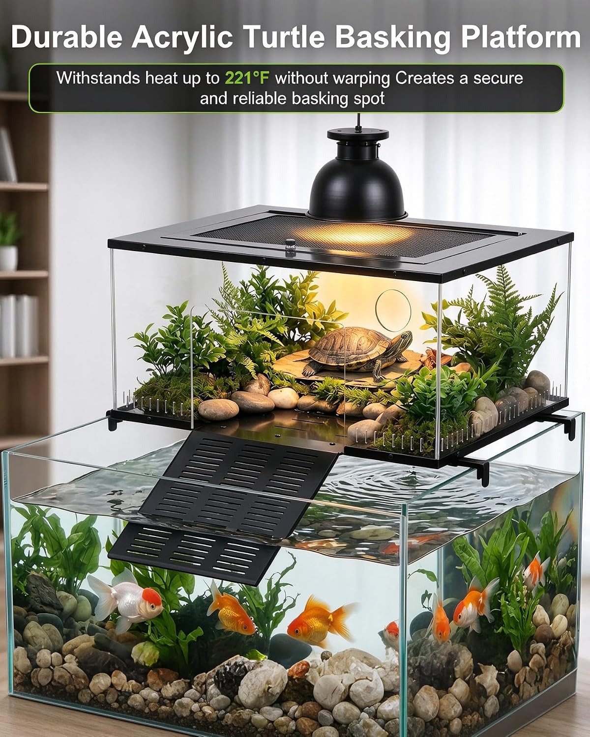 Above Tank Turtle Basking Platform with Stand, for 40-75 Gallon Aquariums