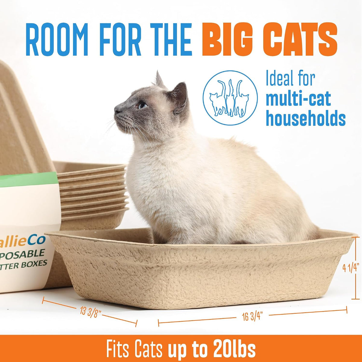 CallieCo Disposable Cat Litter Boxes Large 6 Pack Leak Resistant