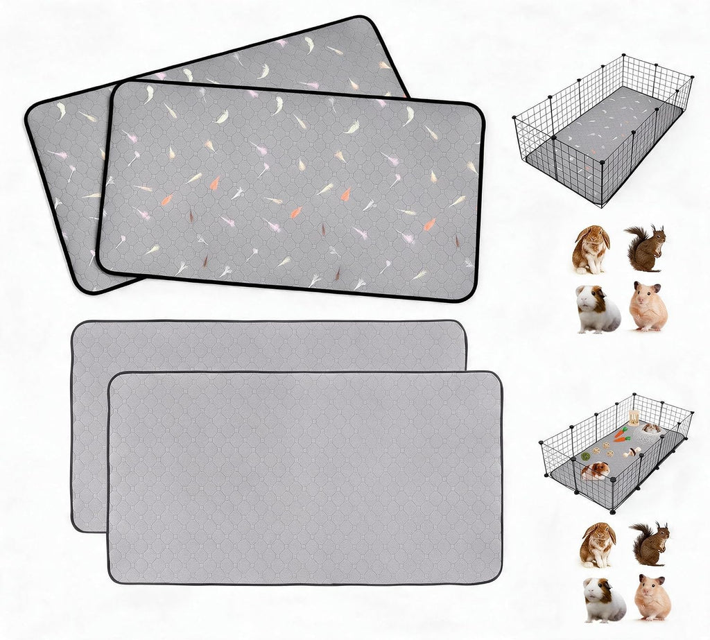 4Pack Guinea Pig Cage Liners, 24''X48'' Washable Guinea Pig Pee Pads, Non Slip Reusable Super Absorbent Guinea Pig Training Mat Bedding Fleece for Small Animals Hamster Rabbit Chinchilla Rat