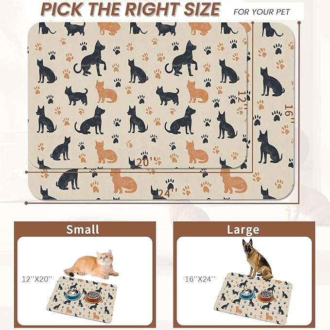 Cute Cat Paw Prints Dog Food Mat - Image 2