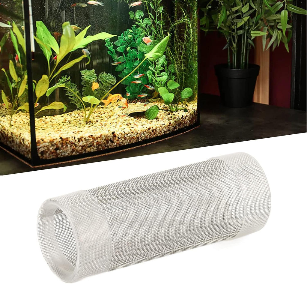 Aquarium Intake Filter Mesh Fine Pore Guard Cover for Shrimp Fish Tank Stainless Steel L 1 Pack