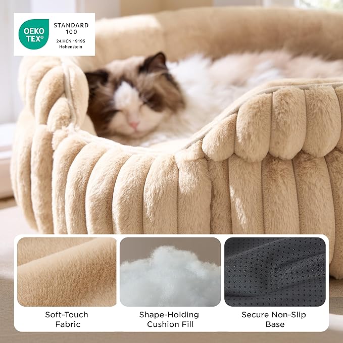 Bedsure ComfyFleece™ Cat Bed, Washable Round Cute Cat Beds - Image 3